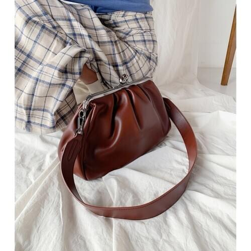 Vintage women Shoulder bags Kiss Lock Shell Crossbody Bags Pu Leather Handbags Phone Purse fow female Crossbody Bags bolsas