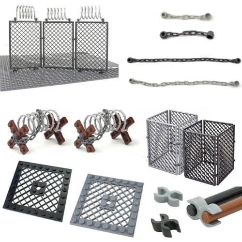 Military Base Barbed wire Building Block City military Scene Accessory Fence Isolation net MOC Parts Brick 30104 92338 chain