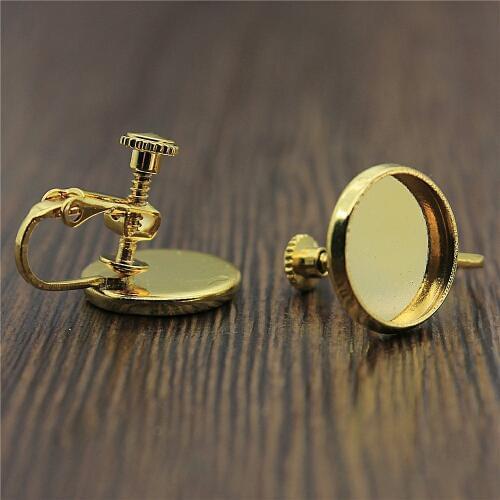 10pcs/lot 4 Colors Fit 12mm Round Glass Cabochon French Lever Ear Clip Rotate Screws Earring Back Jewelry Making Accessories