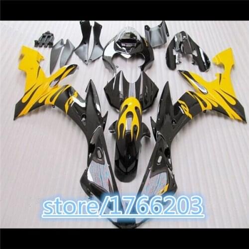 Yellow flame Black for YZF-R1 04-06 YZF R1 YZFR1 YZF 1000 YZF1000 YZF-1000 04 05 06 2004 2005 2006 Full Fairing Kit Free shipp