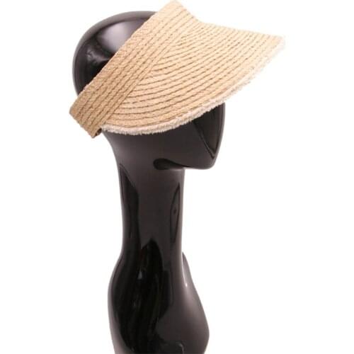K1MB Wide Brim Ladies Sun Hats Roll-up Foldable Straw Golf Visor Hat Sunshade Cap