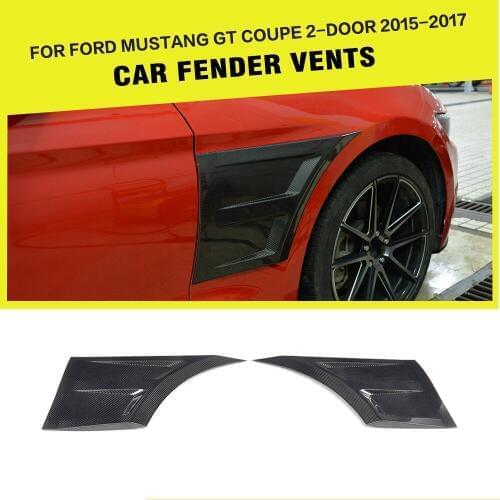 1Pair Carbon Fiber Racing Front Bumper Side Fender Panels Vent Air Intake Covers for Ford Mustang Coupe 2-Door 2015 2016 2017