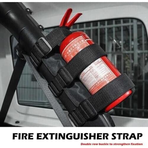 1pc Red Black Car Roll Bar Fire Extinguisher Auto Fixed Holder Car Styling For Automobile Interior Safety Nylon Straps
