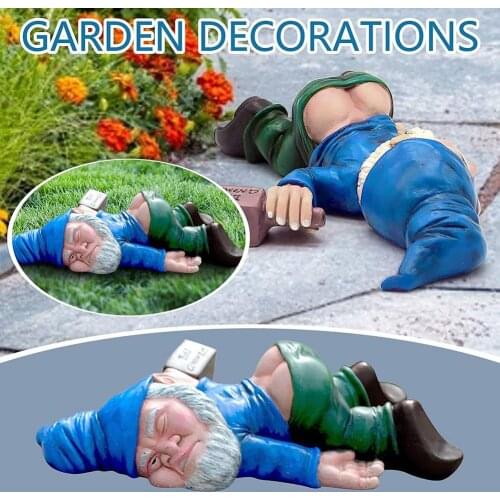 1pc Resin Gnomes Funny Drunk Elves Peeing Elf Micro Landscape Dwarf Figurines DIY Gift Fairy Garden Desktop Home Decor