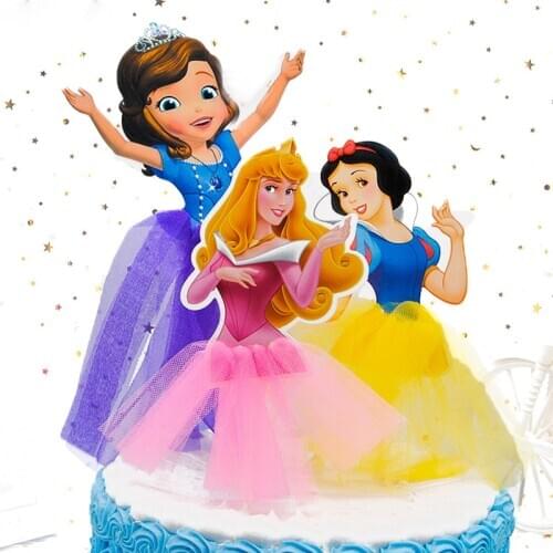 1pc Disney Princess Theme Cake Cupcake Toppers Baby Shower Cake Flag Girls Birthday Party Decoration Anniversaire Cake Supplies