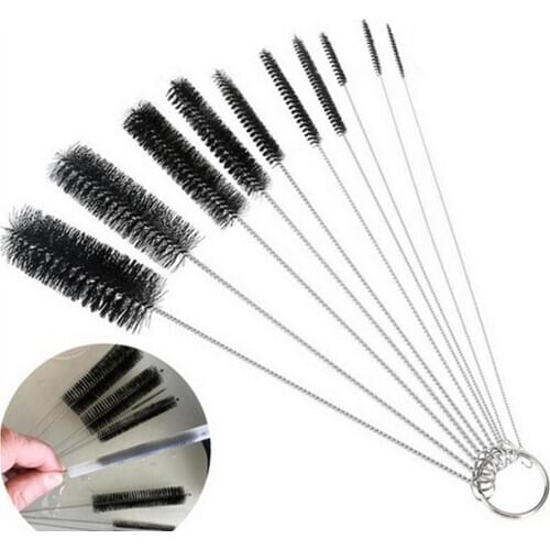 10Pcs/Set Airbrush Paint Spray Nozzle Tip Tattoo Tools Mini Cleaning Brush Set