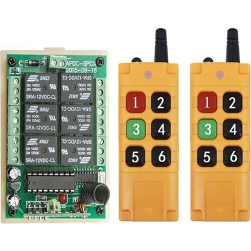 2000m DC12V 24V 6CH 6 CH Wireless Remote Control LED Light Switch Relay Output Radio RF Transmitter And 315/433 MHz Receiver