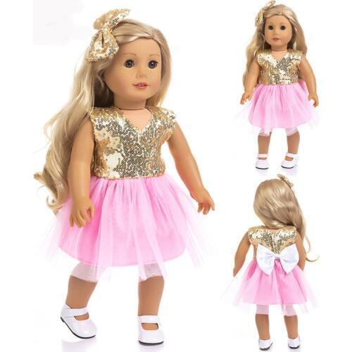 2019 Gold Dress Set Clothes fits for American girl 18" american girl doll alexander doll best gift