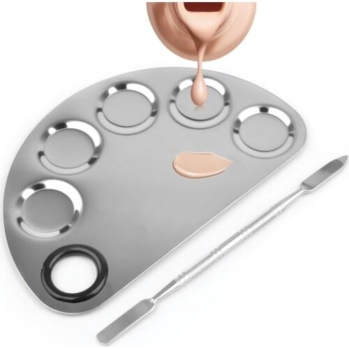 2021 Stainless Steel Palette for Nails Art Decoration Semicircle Palette for Varnishes Mixing Accessories 1 Pcs Nail Art Tools
