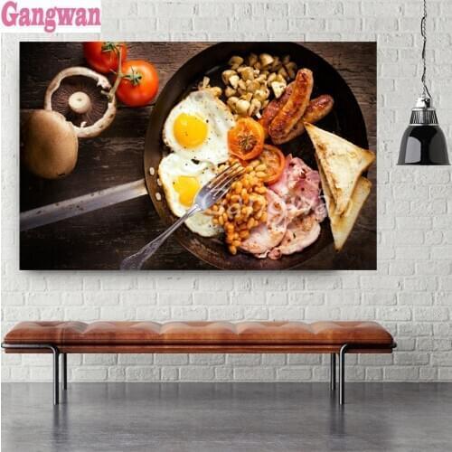 Full diamond embroidery eggs delicious food mushroom 5D DIY diamond painting 3d drill rhinestone picture mosaic kitchen decor