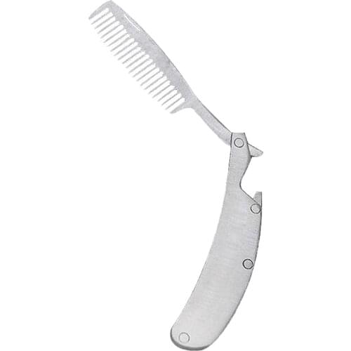 Anti-Static Pocket Sized Foldable Beard Brush Comb for Men Mustaches Massage