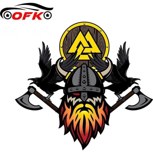 Car Stickers, Motorcycle Decals Viking Odin Logo Decorative Accessories,to Cover Scratches Sunscreen Waterproof PVC.13cm X 12cm