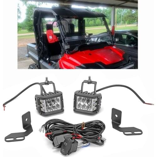 Car Work LIghts 60W 3 Side Wide Shot LED Light Pillar Bracket W/Wire Kit For HONDA PIONEER 1000 & 700 UTV