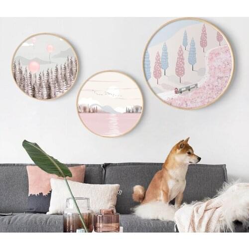 EECAMAIL 2020 New Diamond Painting DIY Full Diamond Embroidery Nordic Pink Girl Landscape Home Decoration Painting No Frame