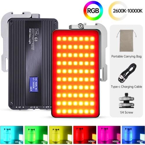 G3 RGB LED Camera Light Full Color Output Video Light Kit Dimmable 2600K-10000K Bi-Color Panel Light CRI 97+ PK AMBITFUL K10