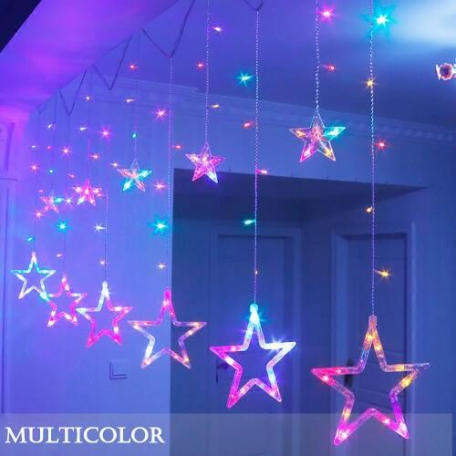 2.5M Star Fairy Lights Christmas Star String Lights Garland Led Curtain Wedding Home Party Garden Birthday Decoration Lighting
