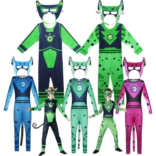 Boys WINDING CLATTE Cosplay Costume Creature Power Jumpsuit Mask Fancy Carnival Party Clothe Halloween Costume Kids Anime ClothE