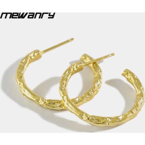 Mewanry 925 Sterling Silver Earrings C Shaped Stud for Women New Trend INS Fashion Elegant Simple Party Jewelry Birthday Gifts
