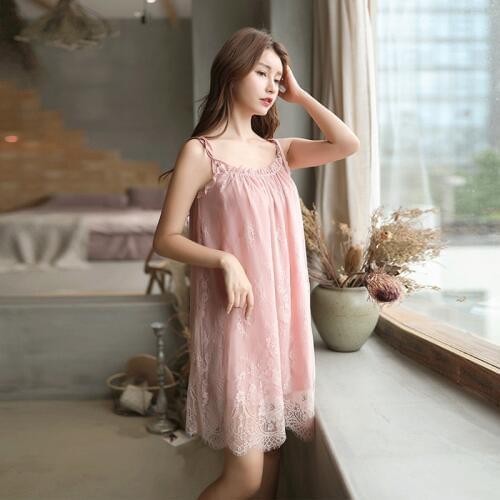 Fashion High-End Sexy Lingerie Sexy Temptation Lace Suspender Pajama Suit Nightdress Home Clothes Large Size 90kg Can Be Worn