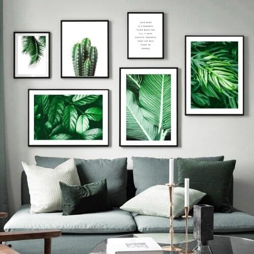 Palm Fern Cactus Plantain Leaf Monstera Wall Art Canvas Painting Nordic Posters And Prints Wall Pictures For Living Room Decor