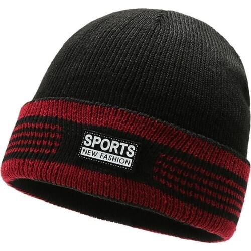 New winter mens hat, outdoor woolen hat, super thick warmth and velvet stripes fashion casual knitted hat