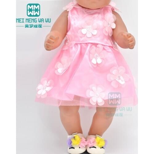 Dolls Clothes baby dress for 43cm toy new born doll accessories fashion pink princess dress