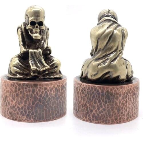 Punk Skull Buddha Statue Ornament Pure Copper Skeleton Body Figurines Home Decoration Accessories for Living Room Desktop Decor