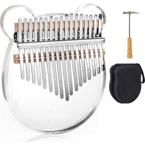 Kalimba 17-Key Thumb Piano Transparent Finger Piano With Kalimba Case Tune Hammer Study Booklet Christmas Gift For Kinds Teens