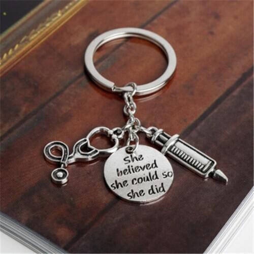 Silver Color She Believed She Could So She Did Fashion Personality Car Decoration Key Chain Practical Creative Key Rings