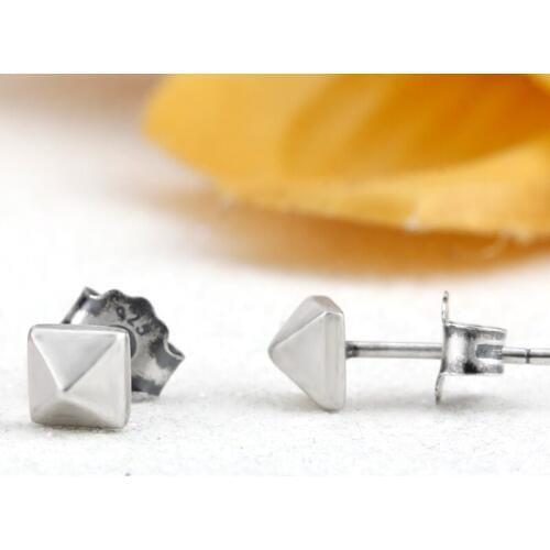 Three-dimensional Pyramid 925 Sterling Silver Stud Earrings Geometric Shape For Women Girls Jewelry Hot Sale