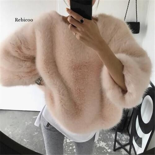 Womens sweater koean style o-neck cashmere softness pullovers Sweater Casual Female Warm thick fluffy Autumn Winter