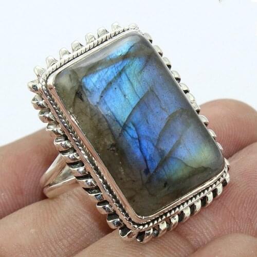 Ladies Fashion 925 Silver Color Ring Elegant Retro Square Pattern Stone Ring Wedding Engagement Party Jewelry Gift Size 5-11