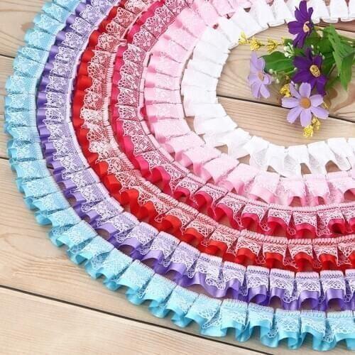 1M Pleated Tulle Lace Fabric DIY Curtain Guipure 2.5cm Trim Lace Ribbon Sewing Craft Supplies ncajes para costura dentelle LA33