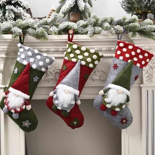 2020 Christmas Stocks Pendant Cloth Ornaments Candy Gift Bag Forest Man Women Doll Home Xmas Tree Party Festival Fashion Socks