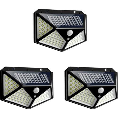 3 Outdoor Solar Lights, 100LED Rainproof Outdoor Solar Wall Lights, Suitable for Lighting in the Courtyard