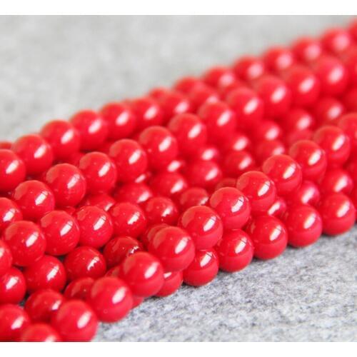 8mm Red Shell Glass Round beads DIY gift for women girl loose beads 15inch 2pc/lot Jewelry making design wholesale