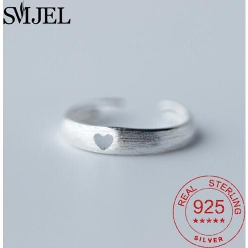 925 Sterling Silver Hollowed-out Heart Shape Open Ring Cute Fashion Love Jewelry For Women Young Girl Child Gifts Adjustable