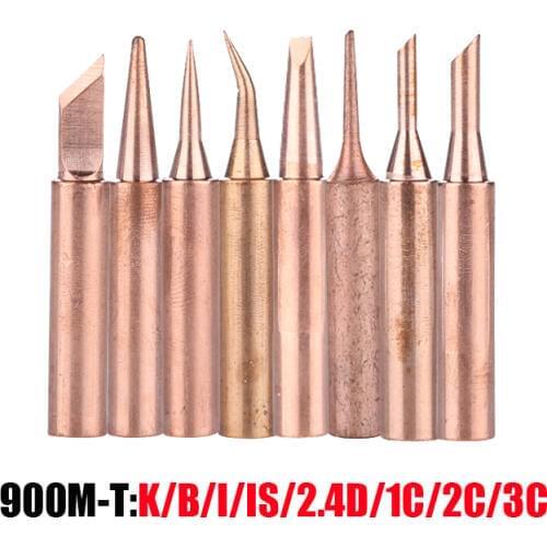 8PCS/Lot Lead-free Solder Iron Tip 900M-T-K/I/IS/B/1C/2C/3C/2.4D Pure Copper Soldering Head For Hakko 936 BGA Welding Tool
