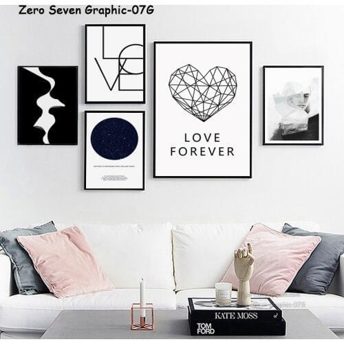Black And White Abstract Kiss Love Star Charts Canvas Painting Posters And Prints Wall Art Pictures Living Room Home Decoration