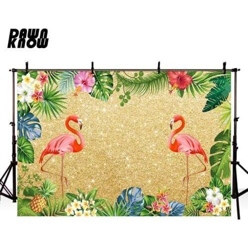 DAWNKNOW Cartoon Flower Flamingo Photography Background Backdrop Photocall Children Birthday Baby Photo Shoot Studio GY367