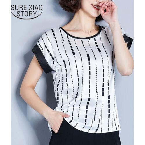 Fashion women blouse and tops 2021 harajuku women white blouse shirts ladies tops Striped chiffon blouse plus size 3786 50