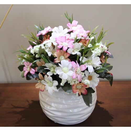 Artificial Flower Bonsai Daisy sunflower set potted plant Ceramic flowerpot simulation flowers wedding decoration accessories