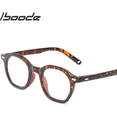 Iboode New Retro Reading Eyeglasses Men Women HD Resin Round Frame Reading Glasses Presbyopia Eyewear Diopter +1 1.5 2 2.5 3 3.5