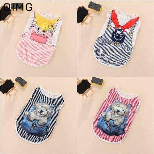 OIMG Cartoon Bear Dog Clothes For Small Breeds Dogs Breathable Mesh Dog Shirts Puppy Sleeveless Cat Clothes For French Bulldog