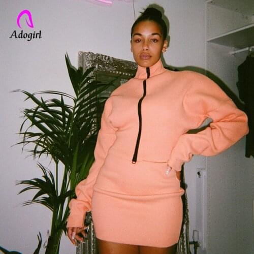Tracksuit 2020 Autumn Winter Batwing Sleeve Oversize Top and Skirts Sets Casual Pink Rib Tracksuits Streetwear Knit 2 Piece Sets