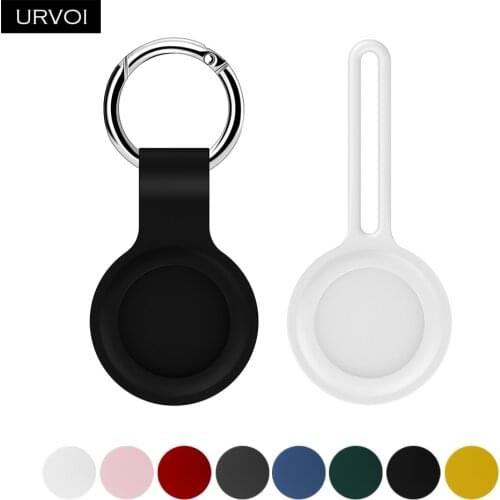 URVOI Silicone Key Ring for AirTag Protective Cover Location Tracker Case With stainless steel ring Secure Holder with Strap