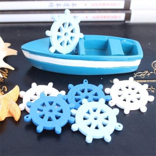Anchor Landscape Decoration Micro-Landscape Wooden Steamship Steering Wheel Creative Accessories