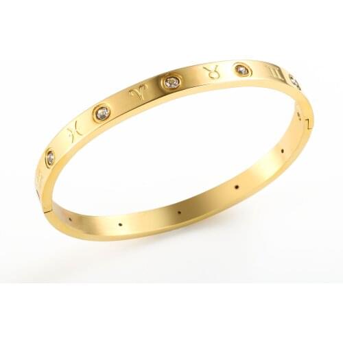 ZMFashion Crystal Constellation Bracelet For Men Women High Quanlity Stainless Steel Bangles Couple Wedding Party Charm Jewelry