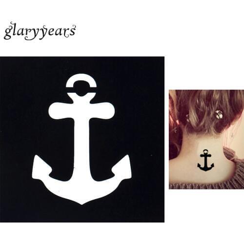 1 Piece Beauty Women Makeup Body Small Henna Tattoo Stencil Chest Art Painting Ship Anchor Pattern Tattoo Stencil Waterproof G80