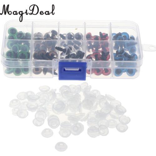 100 Piece Multi-Color Glass Eyes W/ Washers Kits For Doll DIY Making 8mm/10mm/12mm